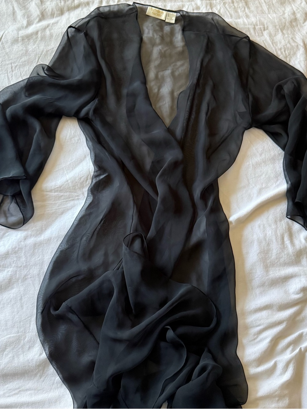 Vintage Gold Label Victoria's Secret Sheer Black Chiffon Cover-Up